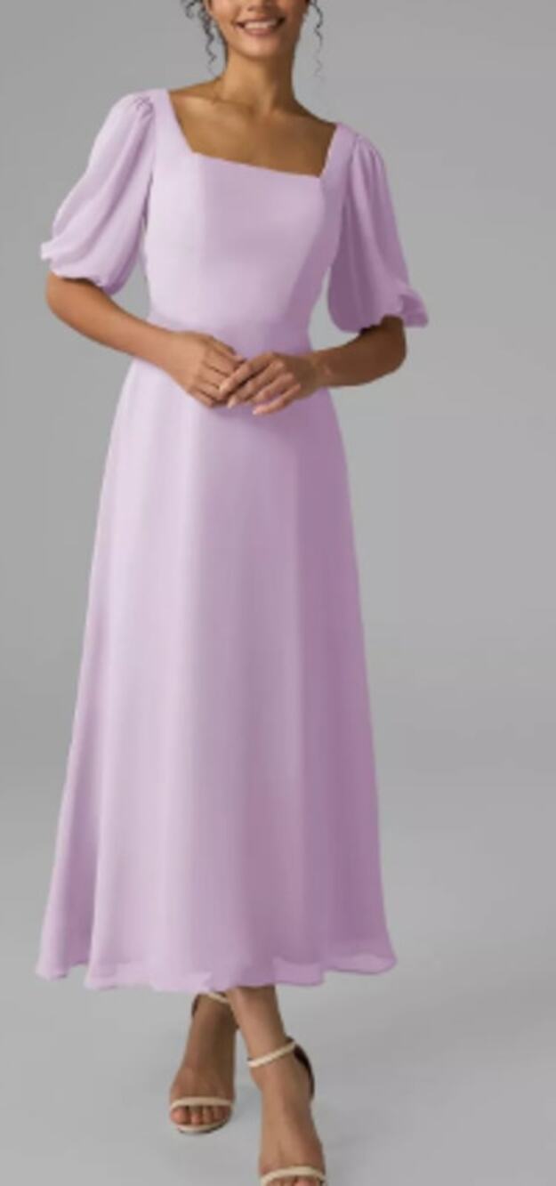 AW BRIDAL 0 XS lilac Rowan chiffon formal party bridesmaid midi dress NEW B36